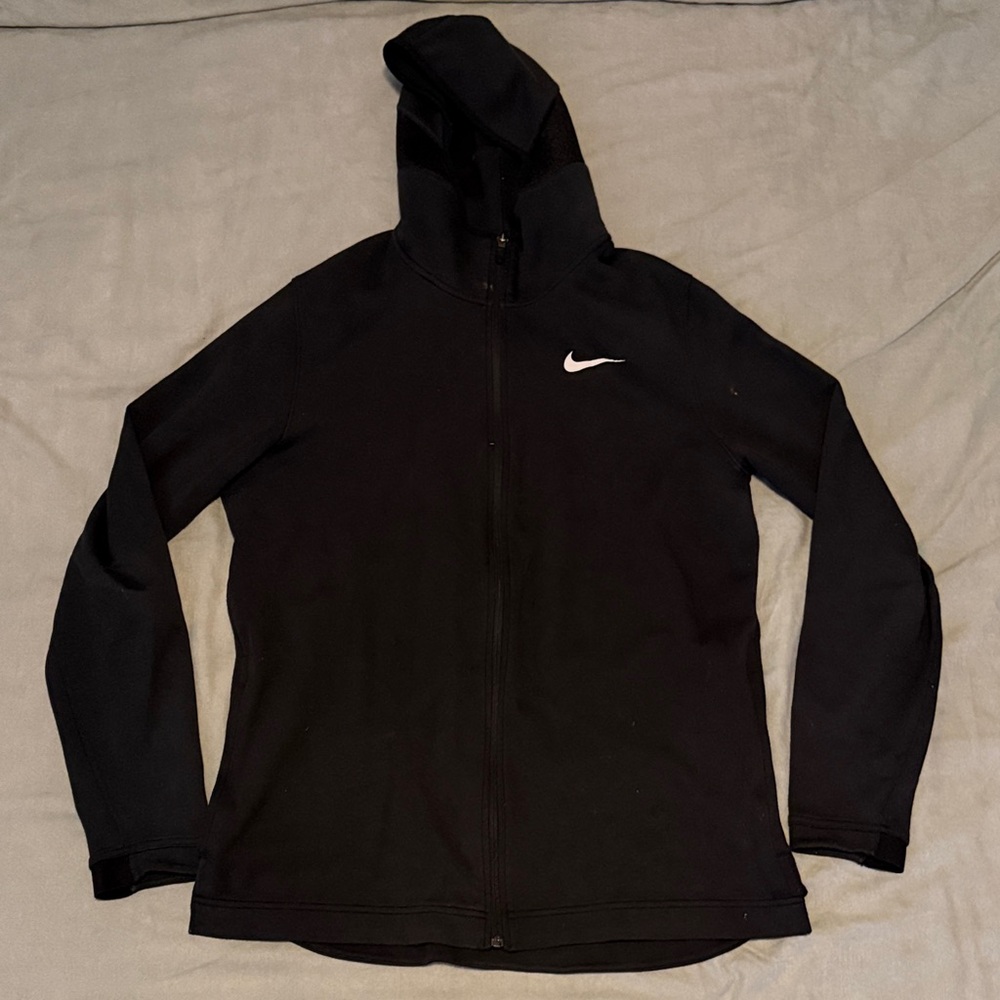 Nike Black Full-Zip Hoodie with White Swoosh